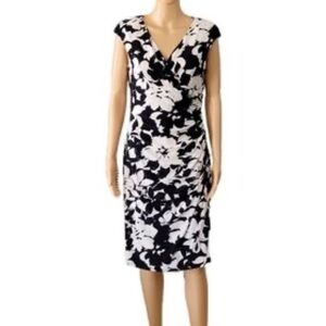 Lauren Ralph Lauren Bodycon Dress‎ Floral Ivory White Brown Size 10